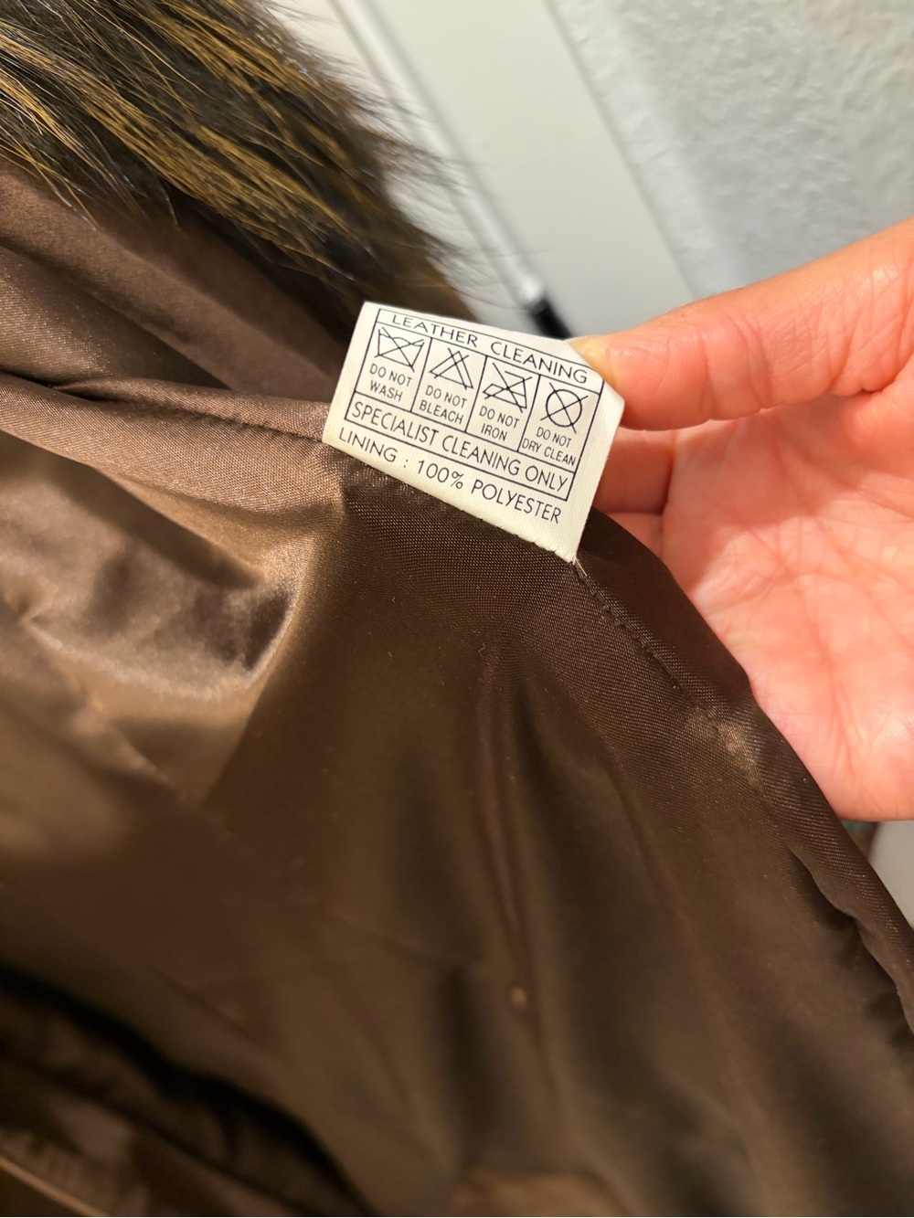 Double D Ranch Brown Leather Trench Coat with Fur Trim and Embroidered Cuffs - Picture 6 of 6